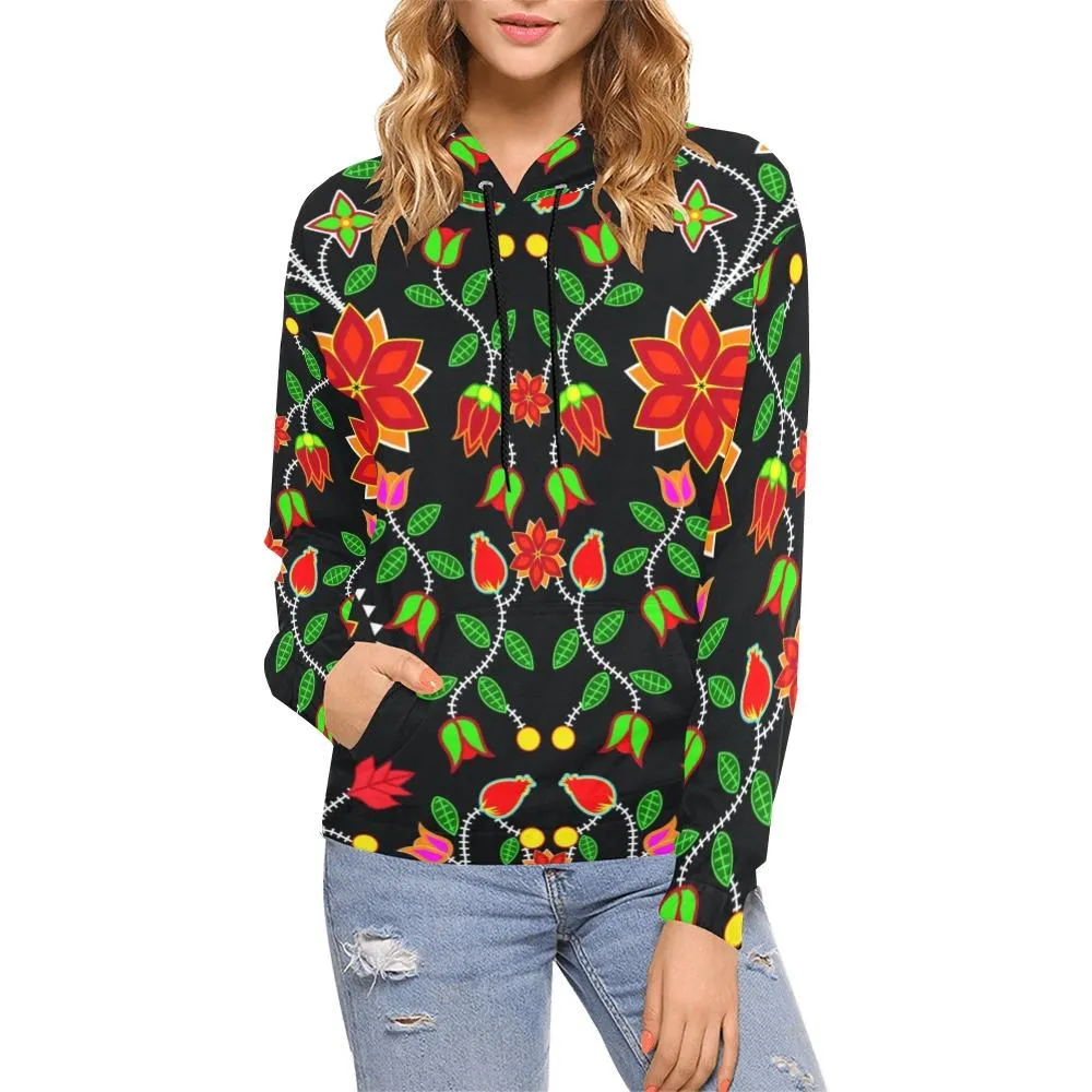 Floral Beadwork Six Bands Hoodie for Women (USA Size)