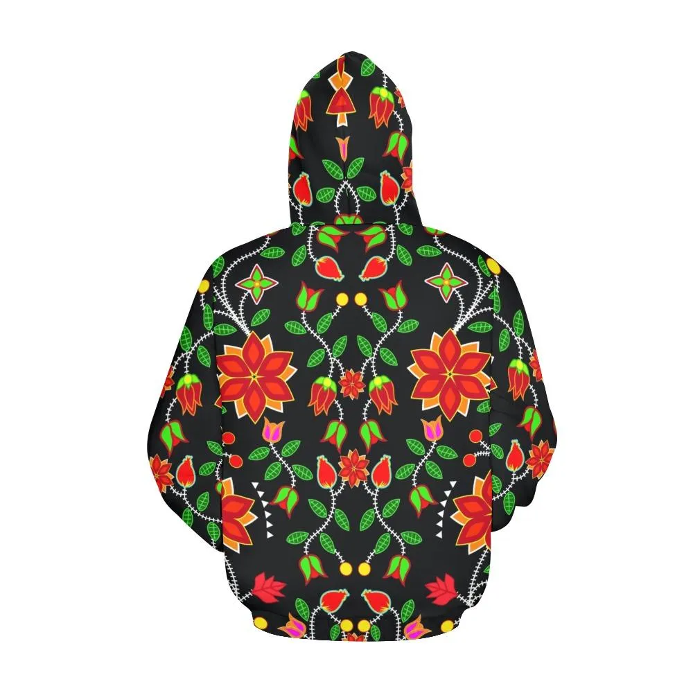 Floral Beadwork Six Bands Hoodie for Women (USA Size)