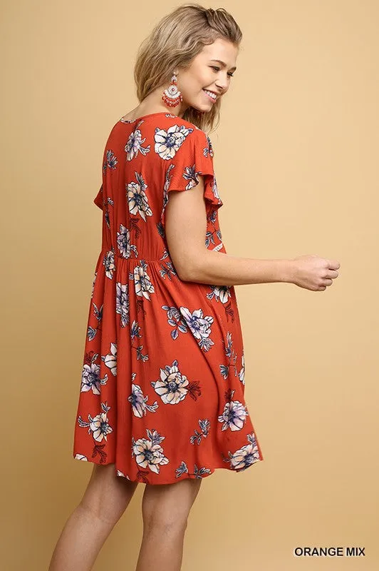 Floral Print Babydoll Dress