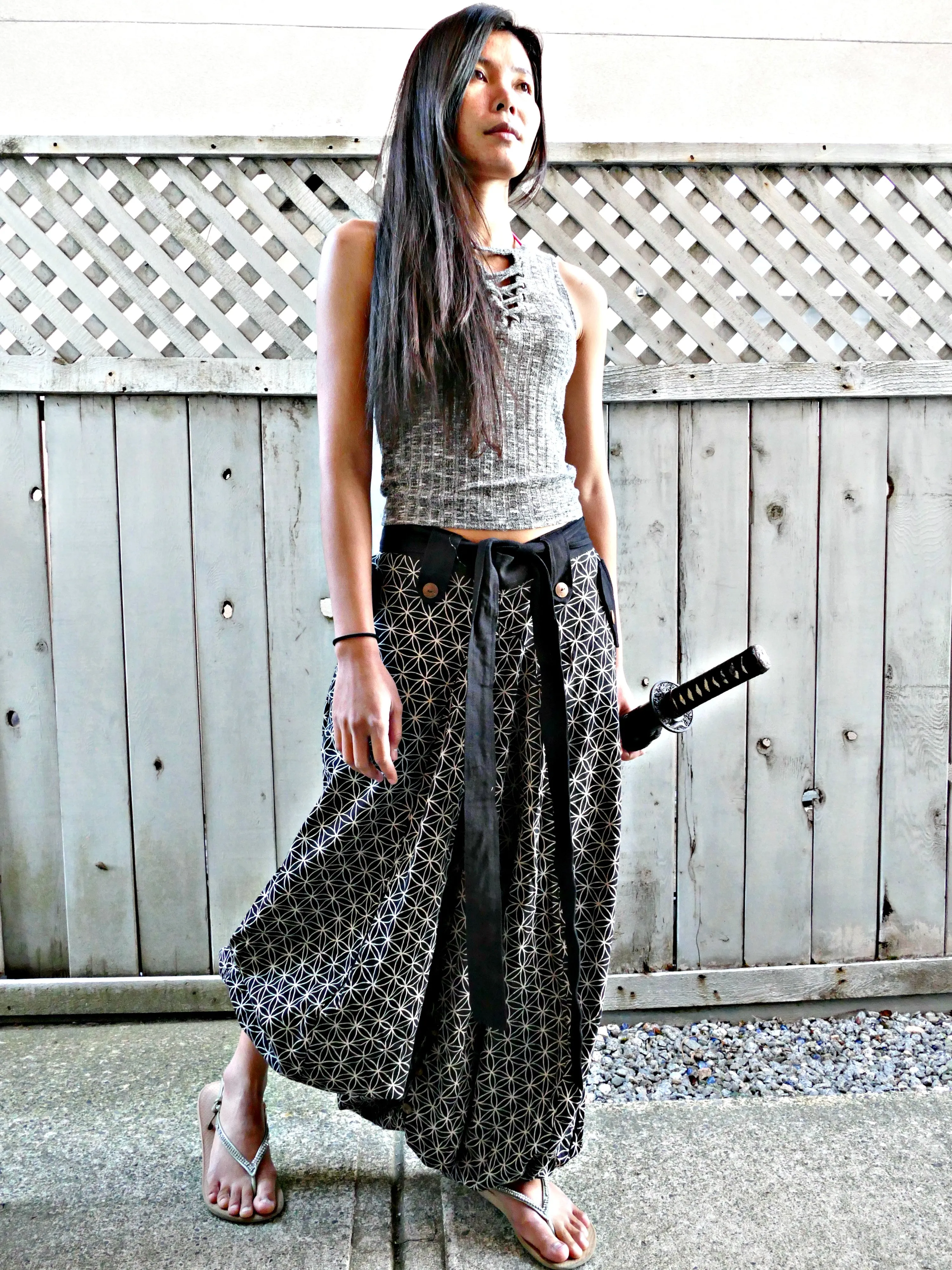 Flower of Life Karate Baggy Poncho Harem Pants