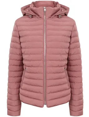 Ginger Quilted Hooded Puffer Jacket in Nostalgia Rose - Tokyo Laundry