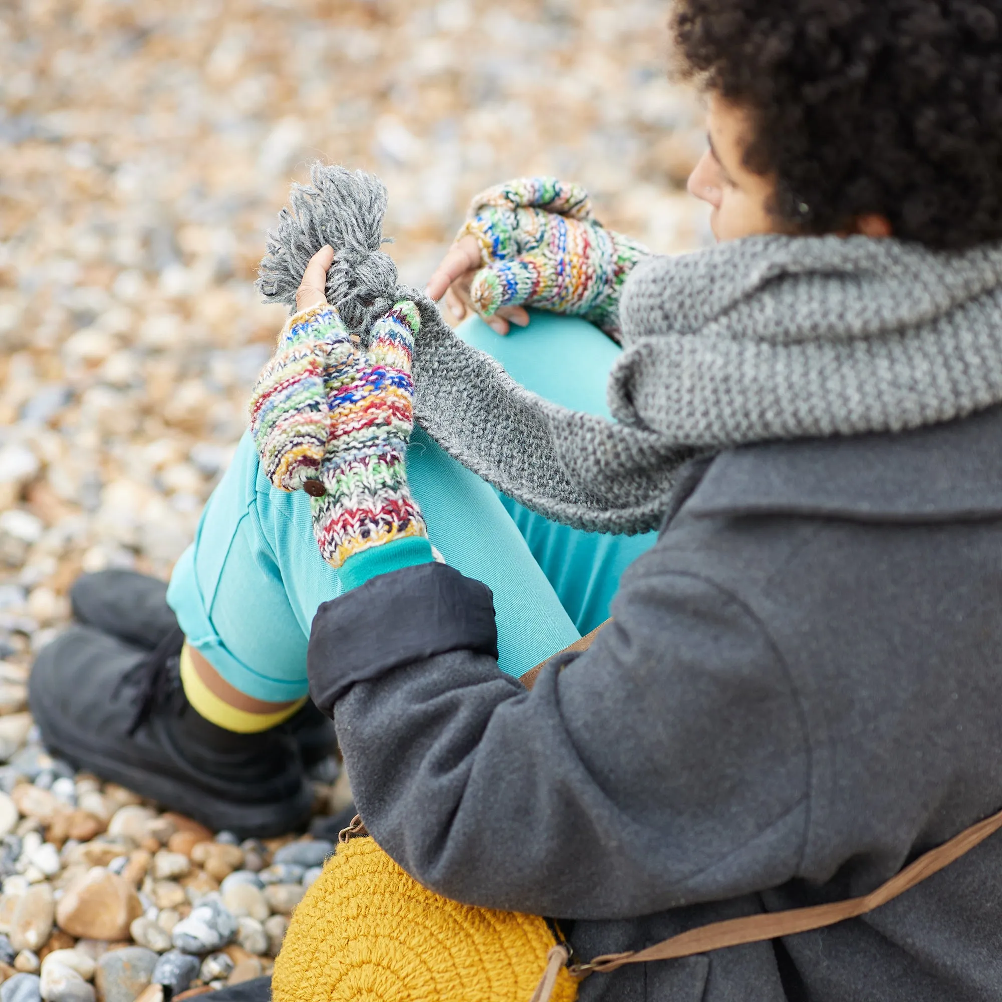 GOPAN Mitten Fingerless Gloves Eco Repurposed Wool