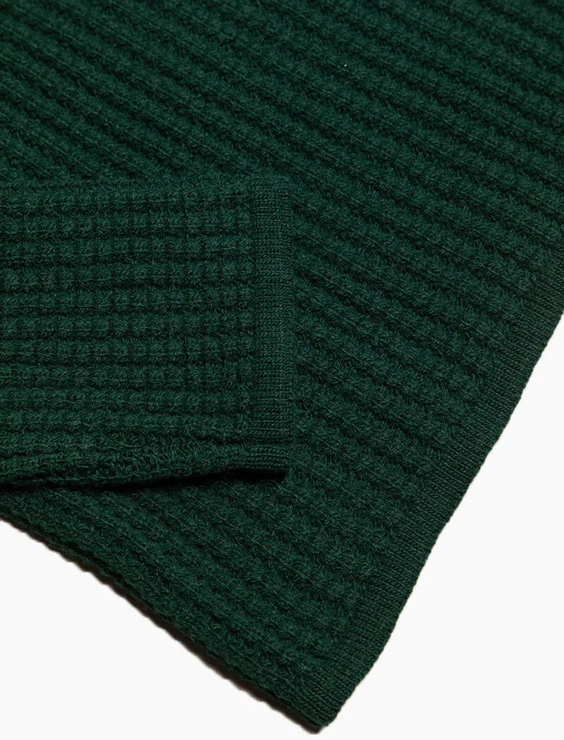 Green Waffle Knit Wool & Cashmere Jumper