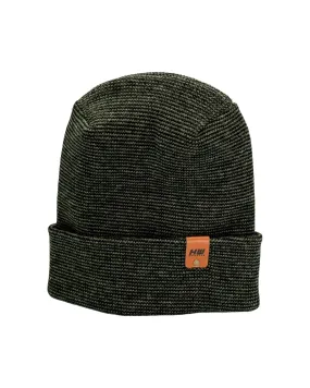 Haakwear Theta Stitch Fusion Cuffed Beanie / Hat (Patent Pending Design) Black / Green, Made in USA