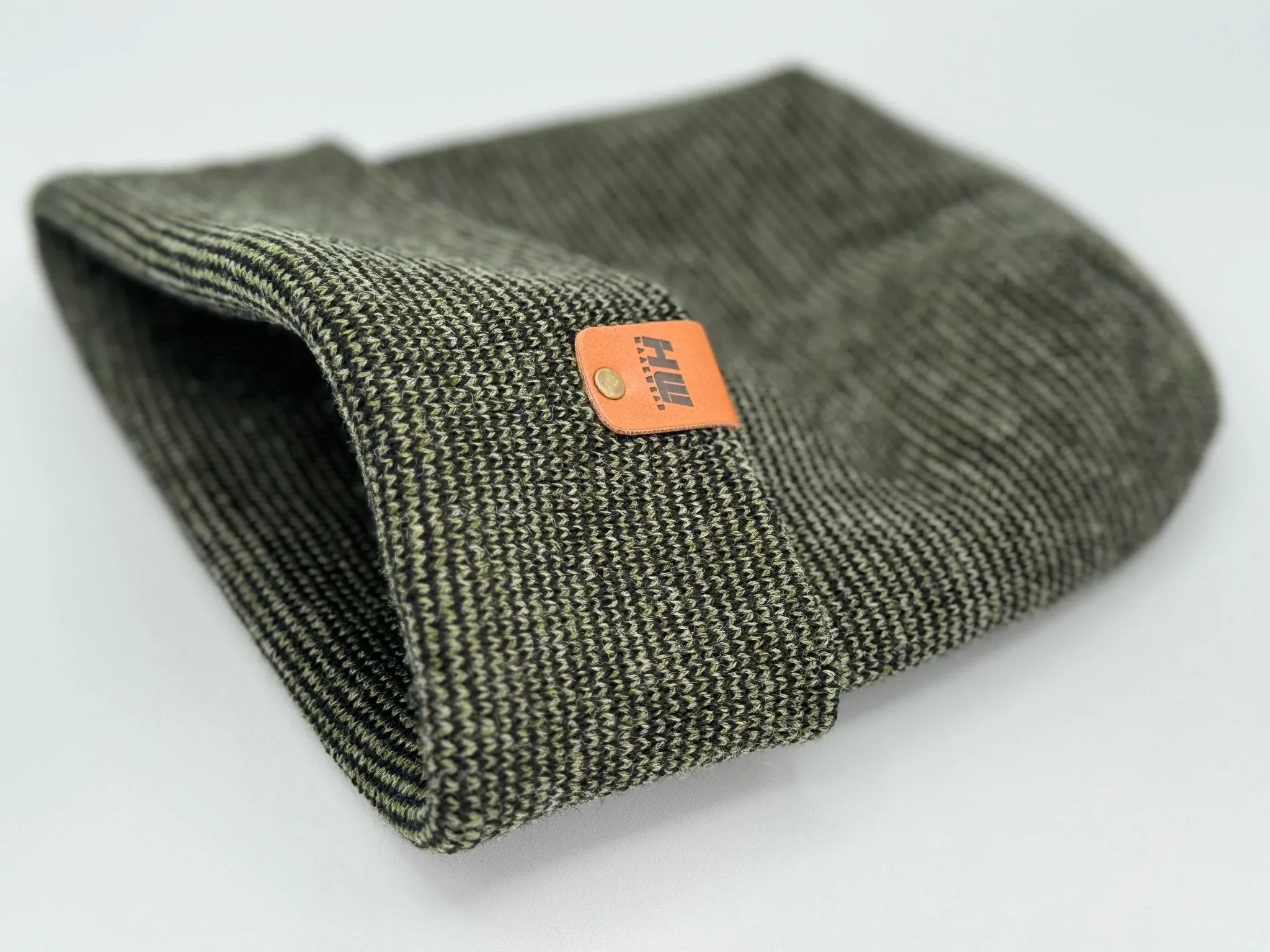 Haakwear Theta Stitch Fusion Cuffed Beanie / Hat (Patent Pending Design) Black / Green, Made in USA