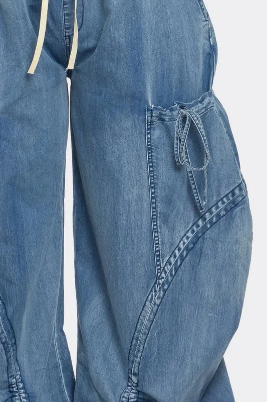 HAREM STYLE DENIM PANTS