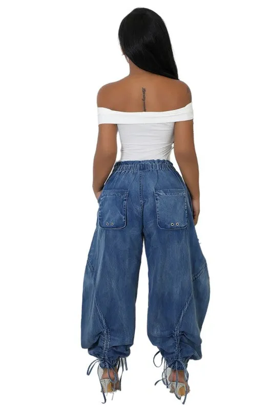 HAREM STYLE DENIM PANTS