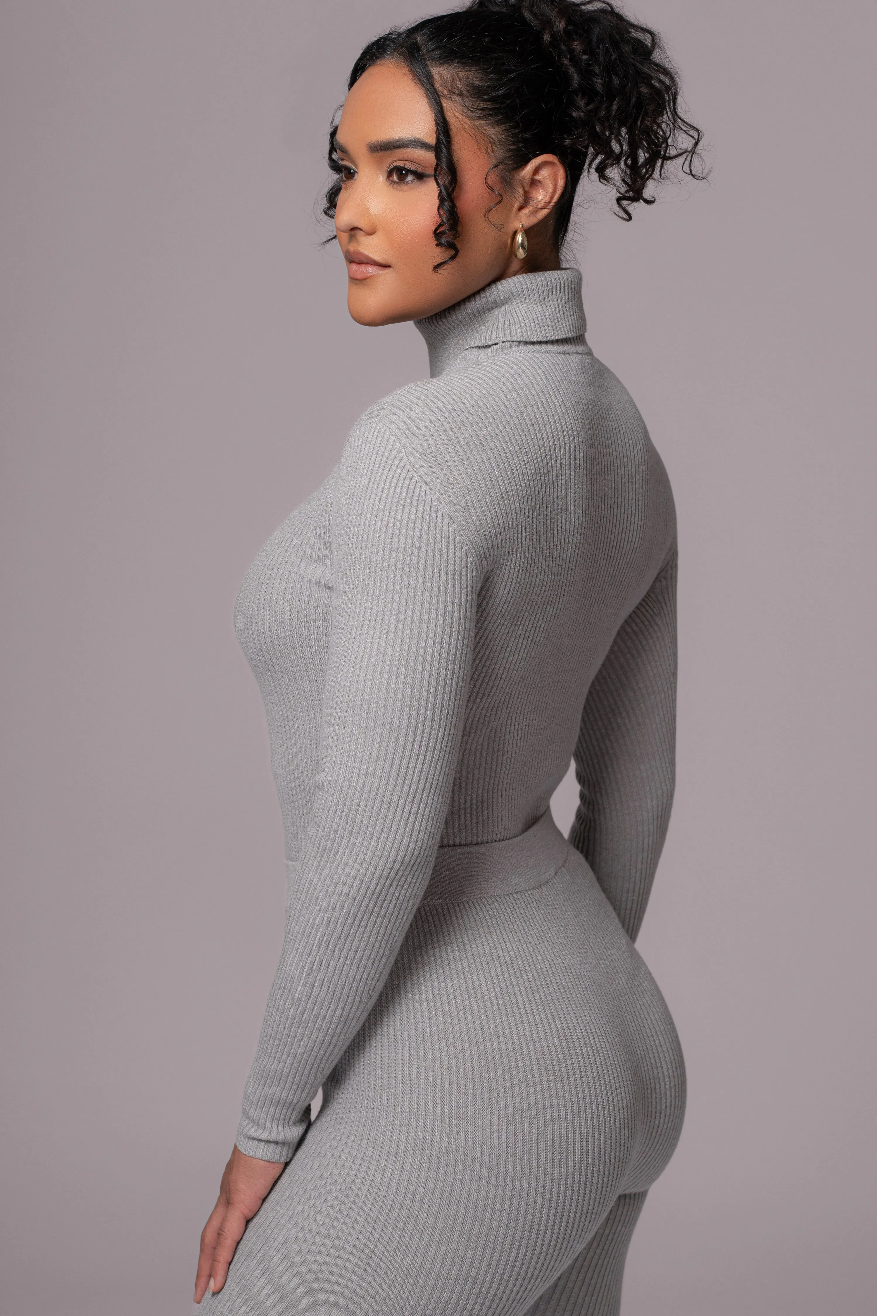 Heather Grey Arlett Turtleneck Bodysuit