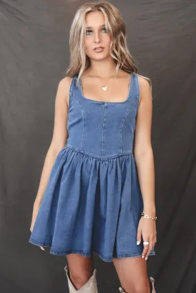 Hey There Darling Denim Low Back Dress