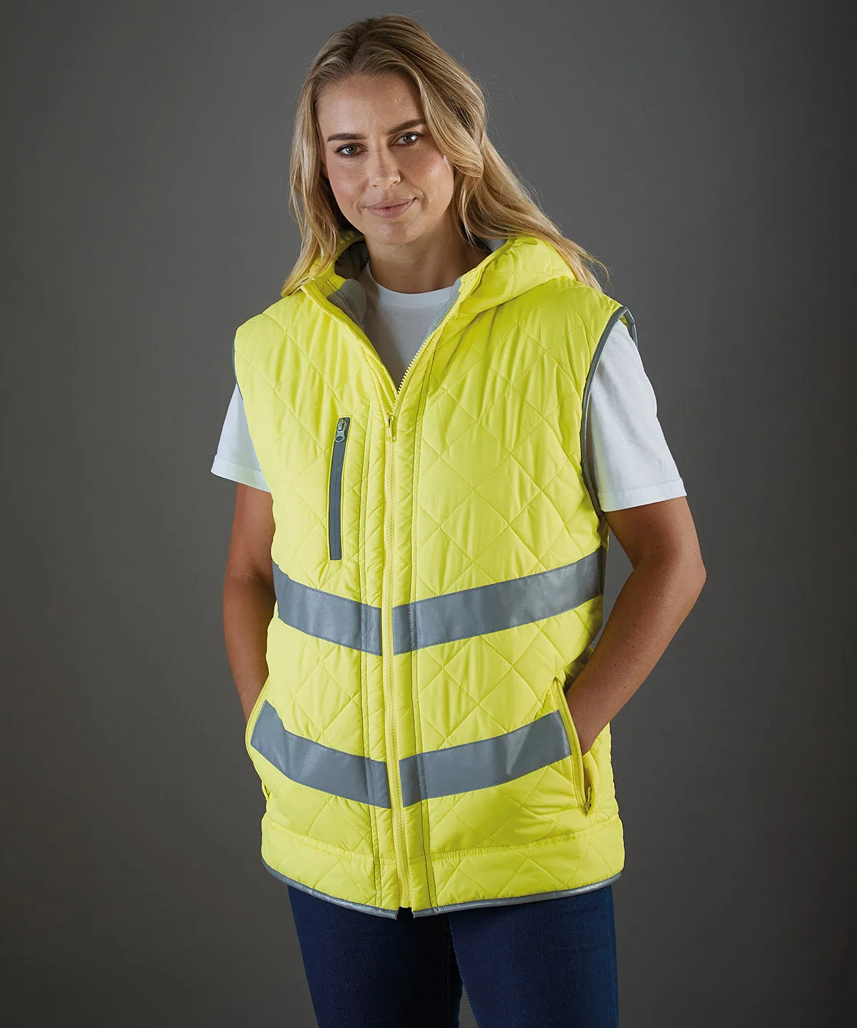 Hi-vis Kensington hooded gilet (HV007) | Navy