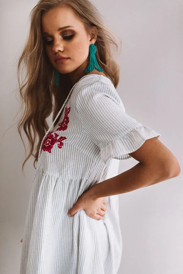 In The Moment Embroidered Babydoll Dress In White