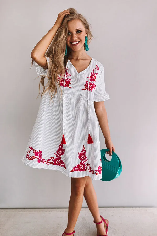 In The Moment Embroidered Babydoll Dress In White