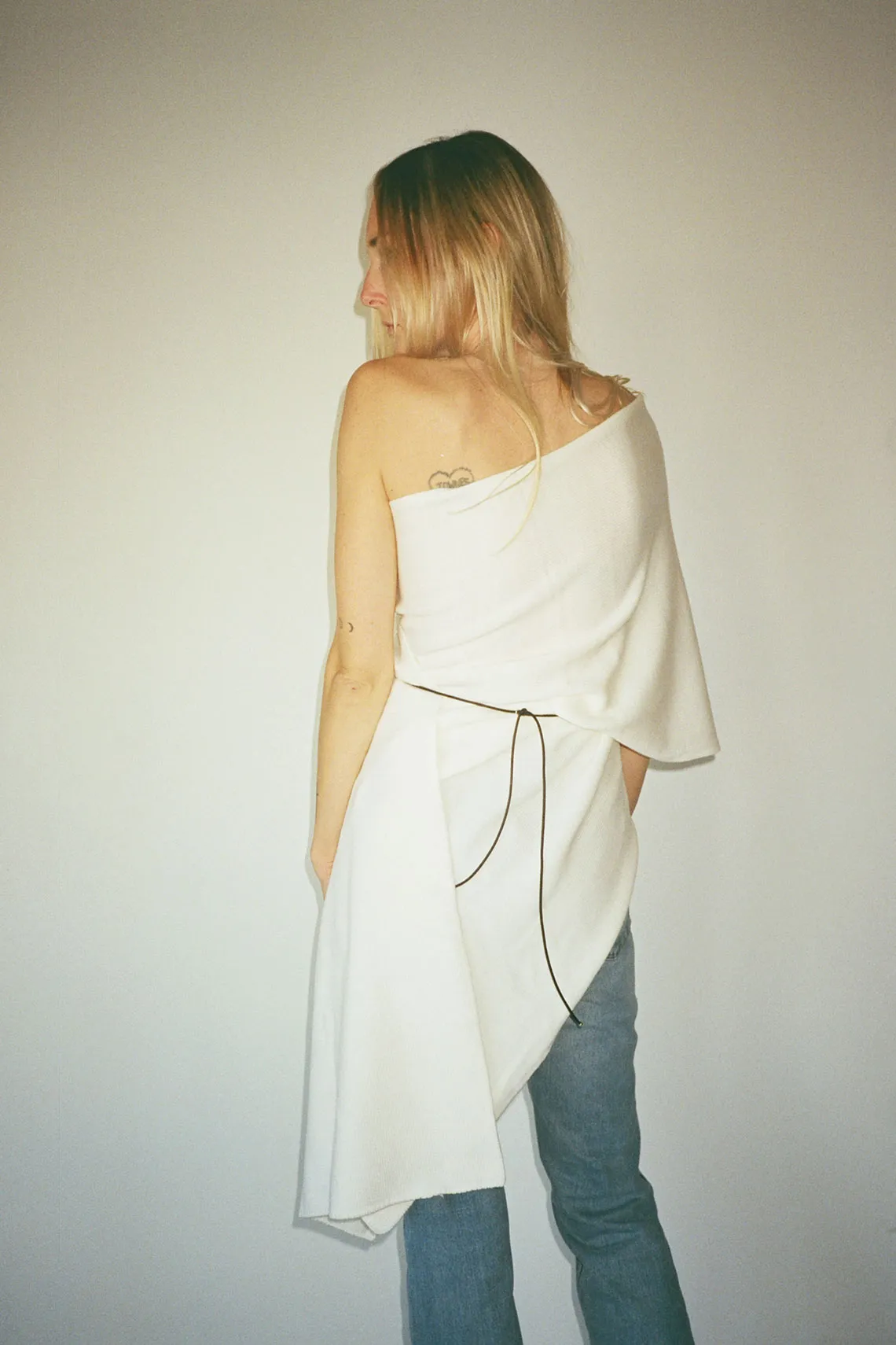 Ivory Wool Wrap Scarf