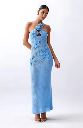 Kiara | Crochet Maxi Dress - Blue