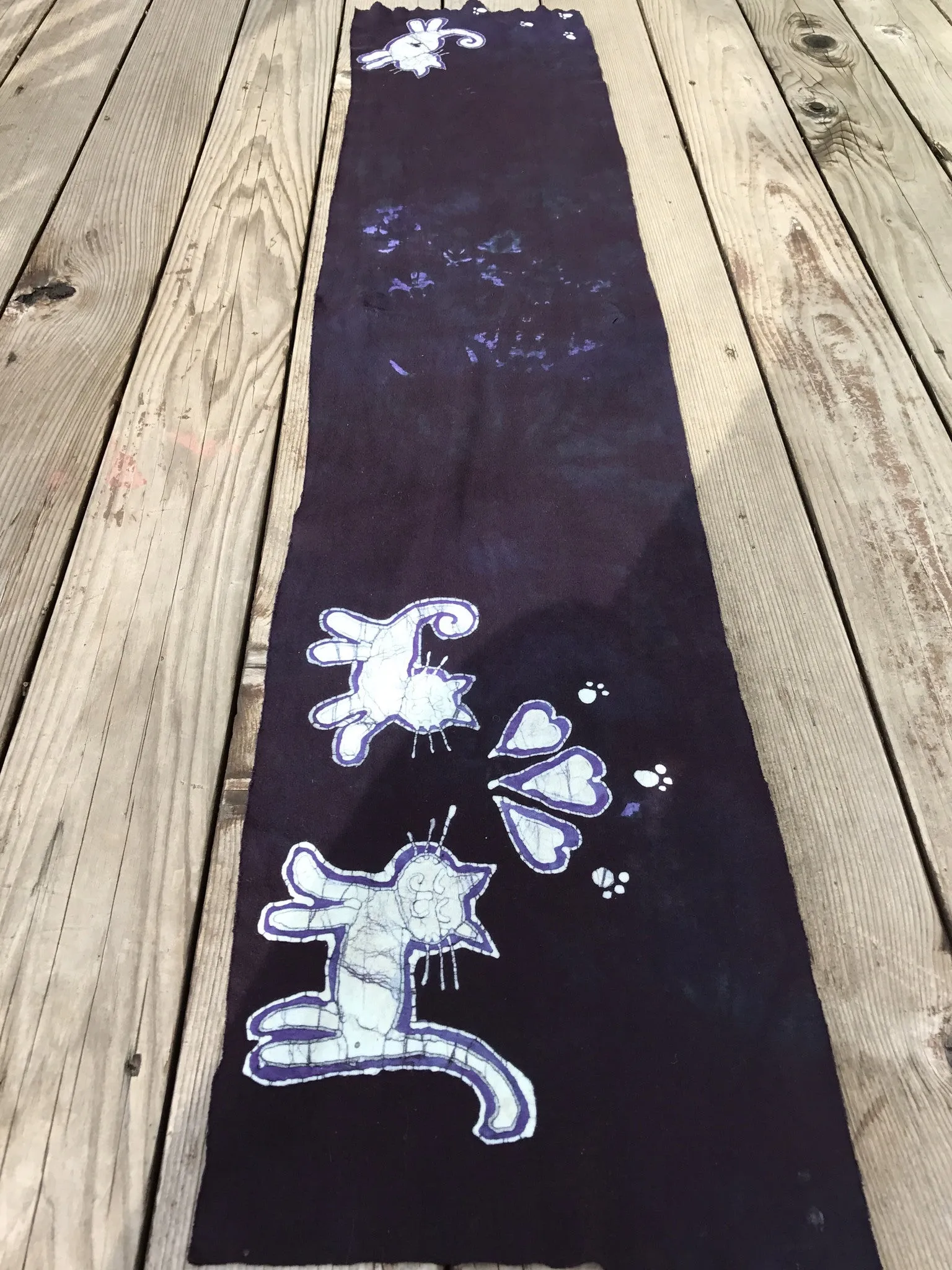 Kitties Are So Cute Hand Painted Batik Fabric Scarf