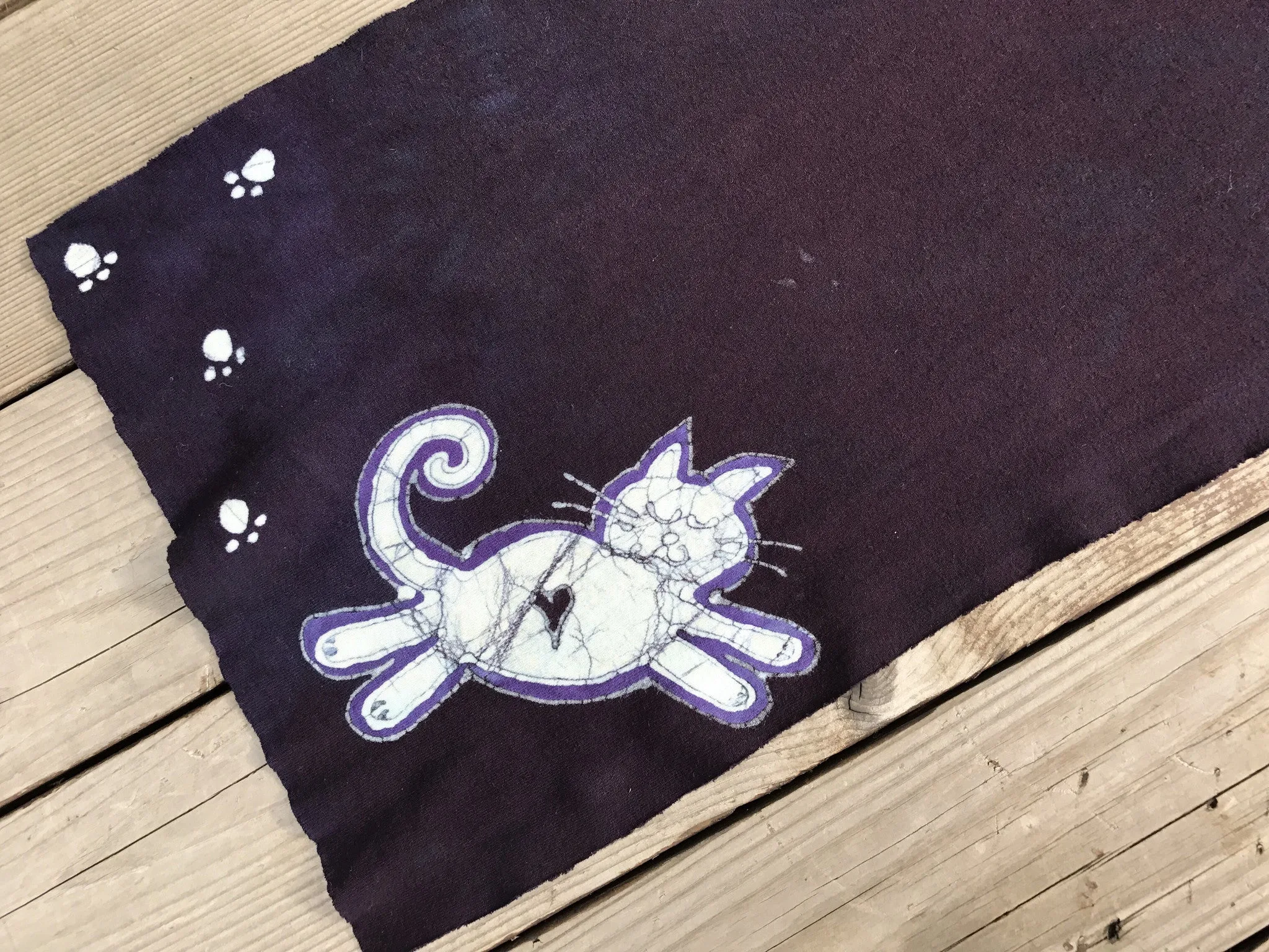 Kitties Are So Cute Hand Painted Batik Fabric Scarf