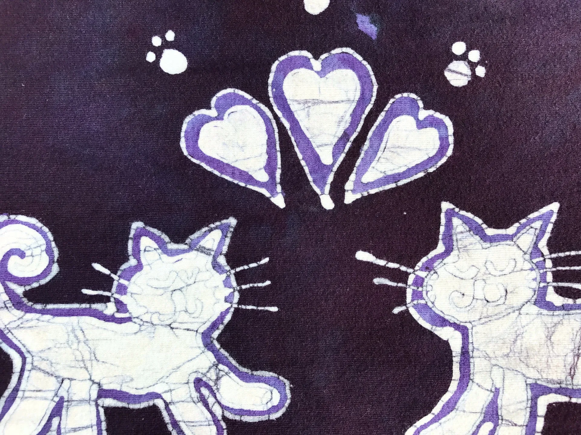 Kitties Are So Cute Hand Painted Batik Fabric Scarf