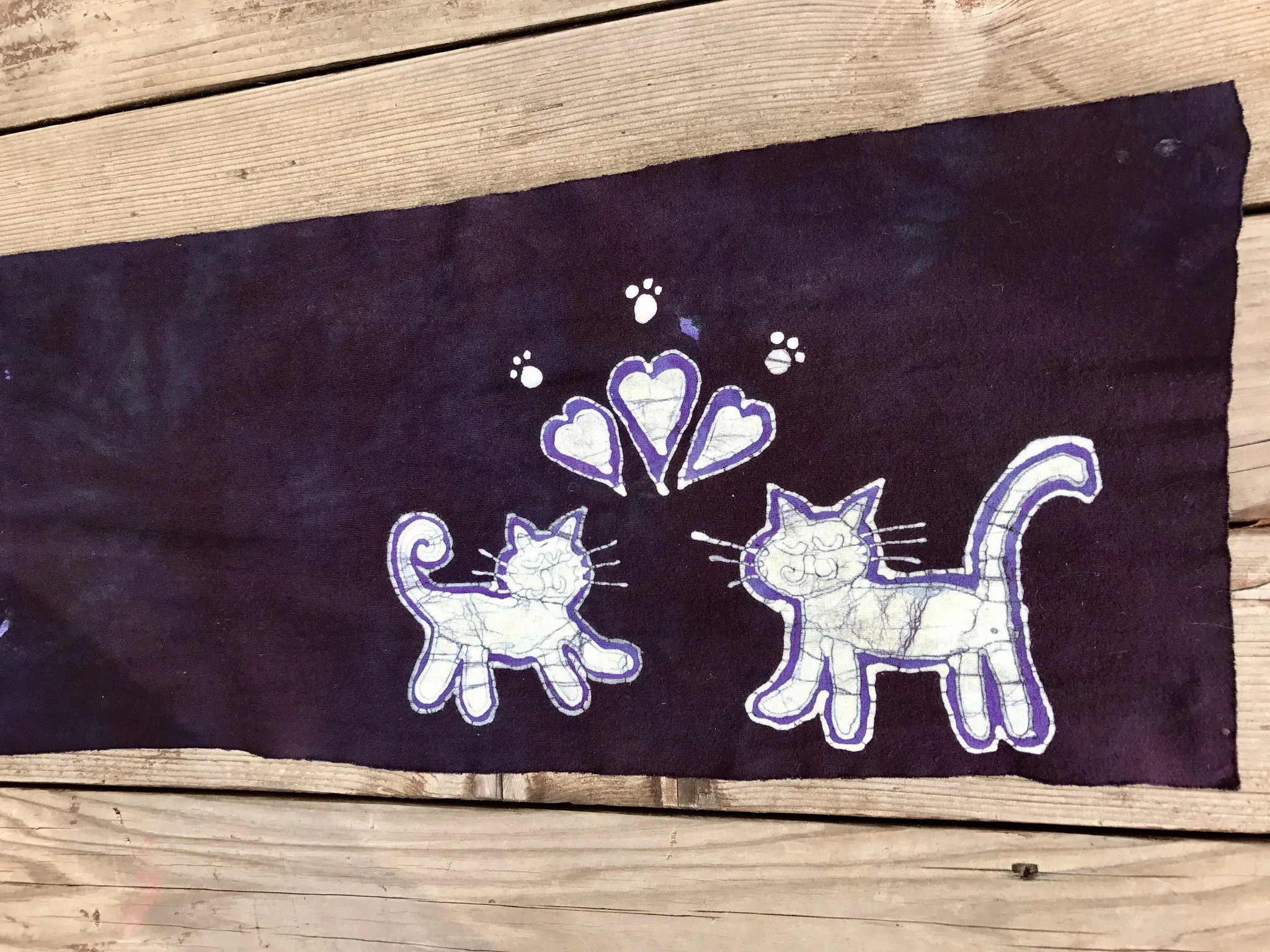 Kitties Are So Cute Hand Painted Batik Fabric Scarf