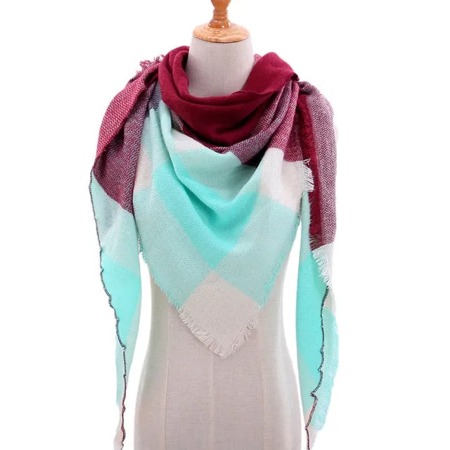 Knitted Women Plaid Scarf  - For Spring /Autumn/Winter