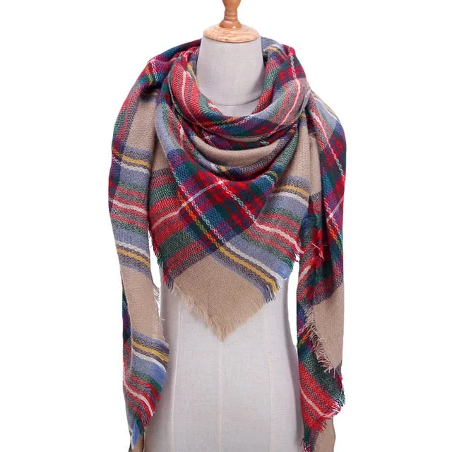 Knitted Women Plaid Scarf  - For Spring /Autumn/Winter