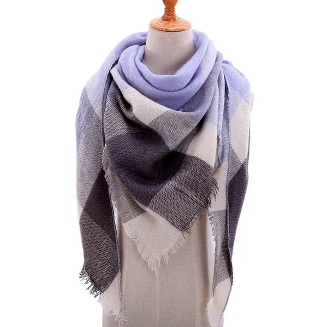 Knitted Women Plaid Scarf  - For Spring /Autumn/Winter