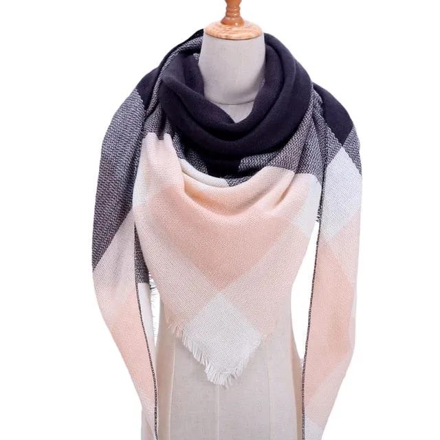 Knitted Women Plaid Scarf  - For Spring /Autumn/Winter