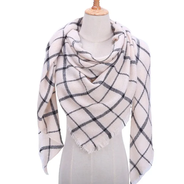 Knitted Women Plaid Scarf  - For Spring /Autumn/Winter