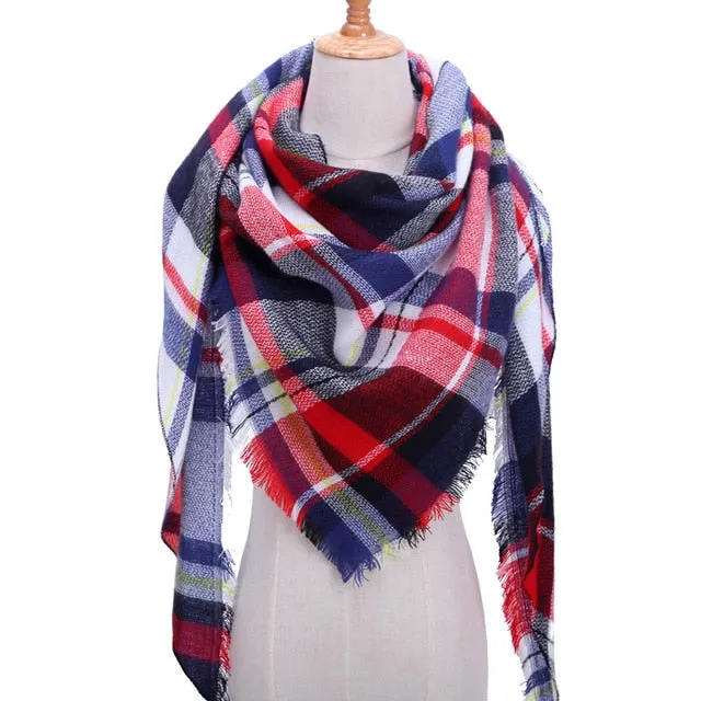 Knitted Women Plaid Scarf  - For Spring /Autumn/Winter