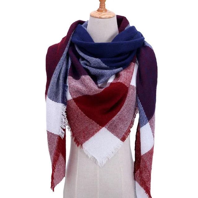 Knitted Women Plaid Scarf  - For Spring /Autumn/Winter