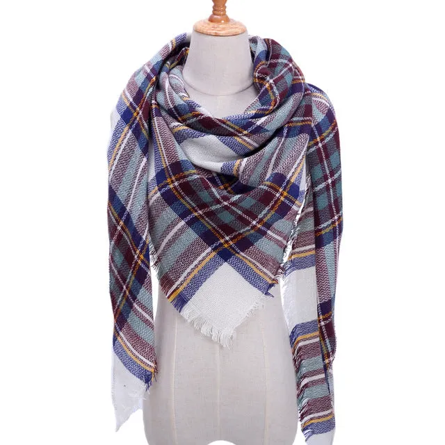 Knitted Women Plaid Scarf  - For Spring /Autumn/Winter