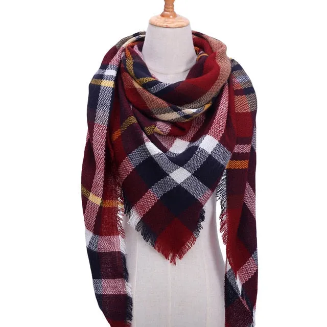 Knitted Women Plaid Scarf  - For Spring /Autumn/Winter