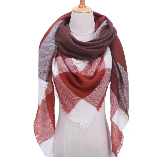 Knitted Women Plaid Scarf  - For Spring /Autumn/Winter