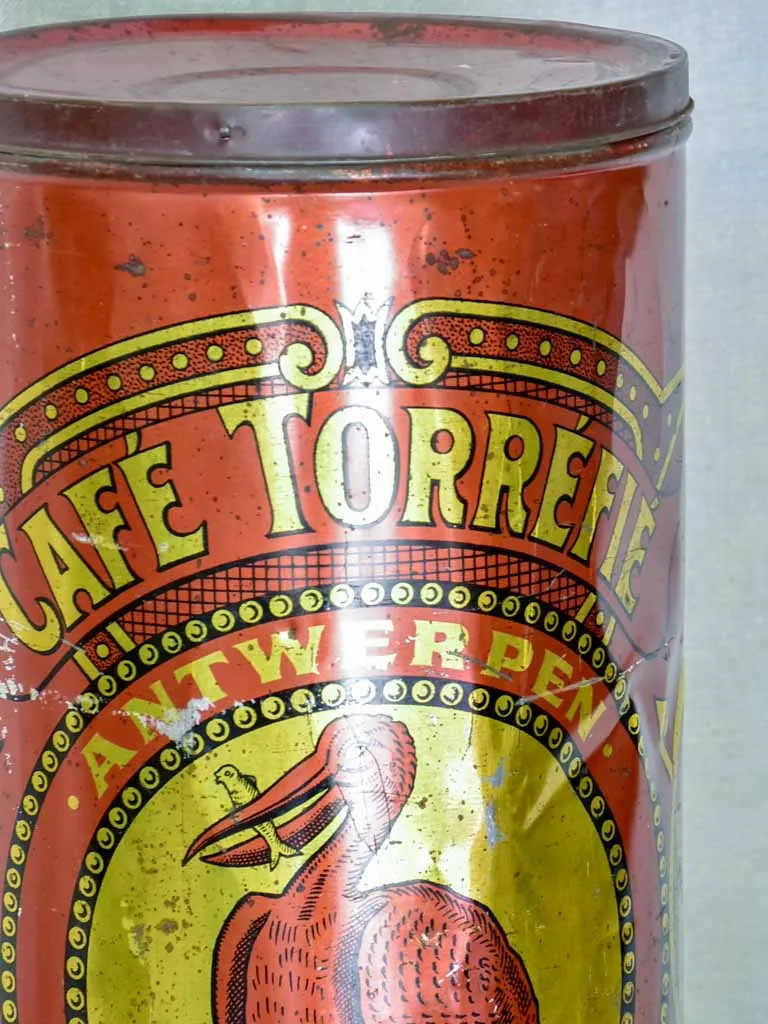 Large antique Belgian coffee tin - Torrefie 19¼"