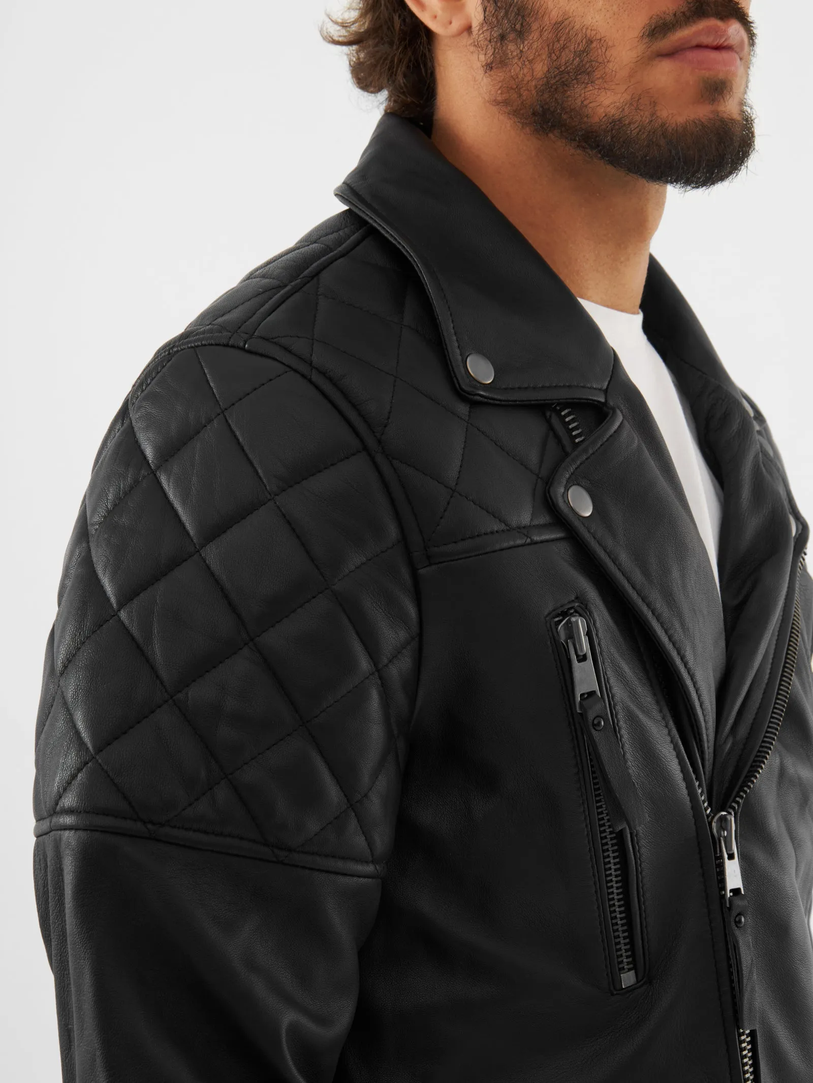 Leather Quilted Biker Jacket