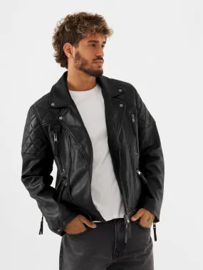 Leather Quilted Biker Jacket