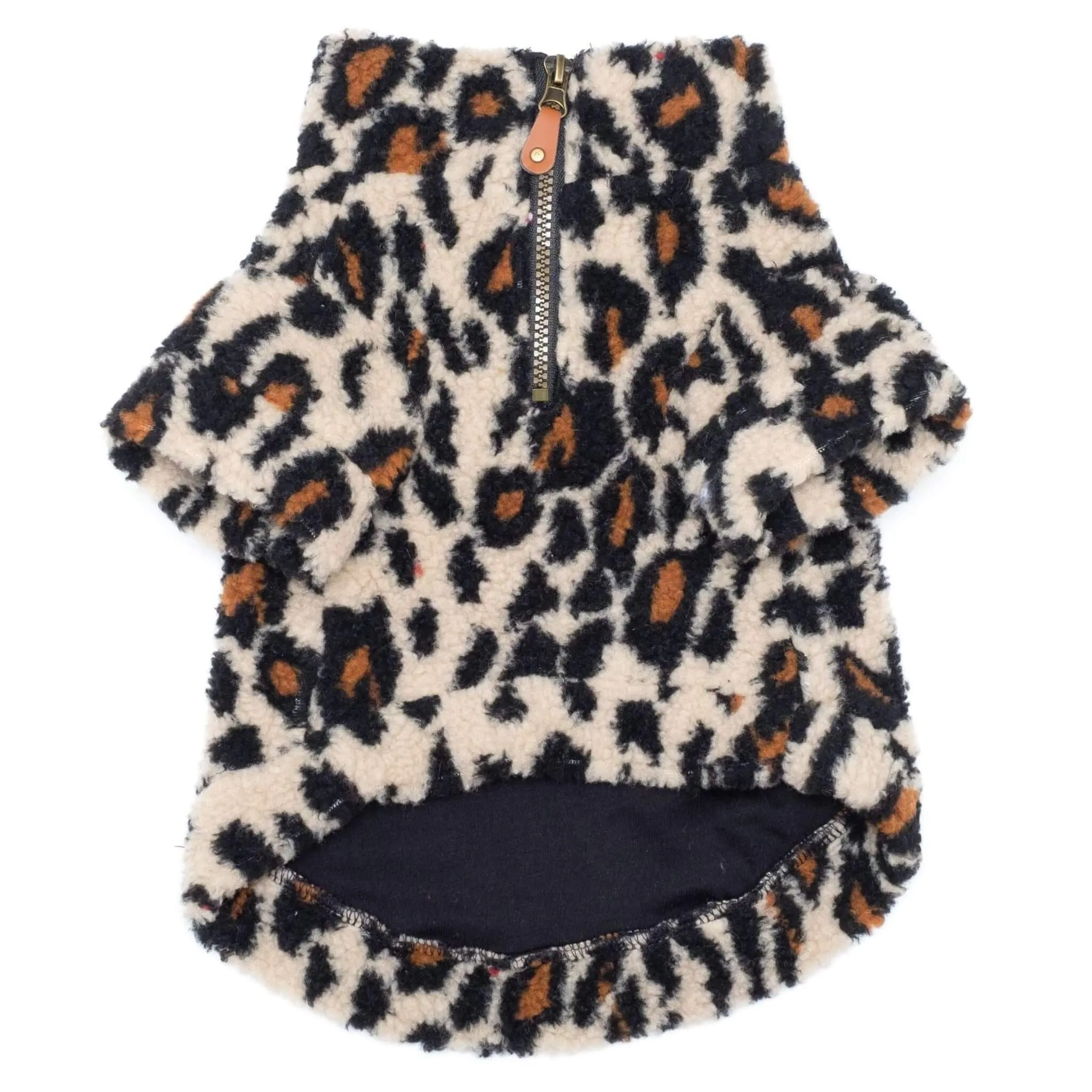 Leopard Sherpa Quarter Zip Dog Pullover