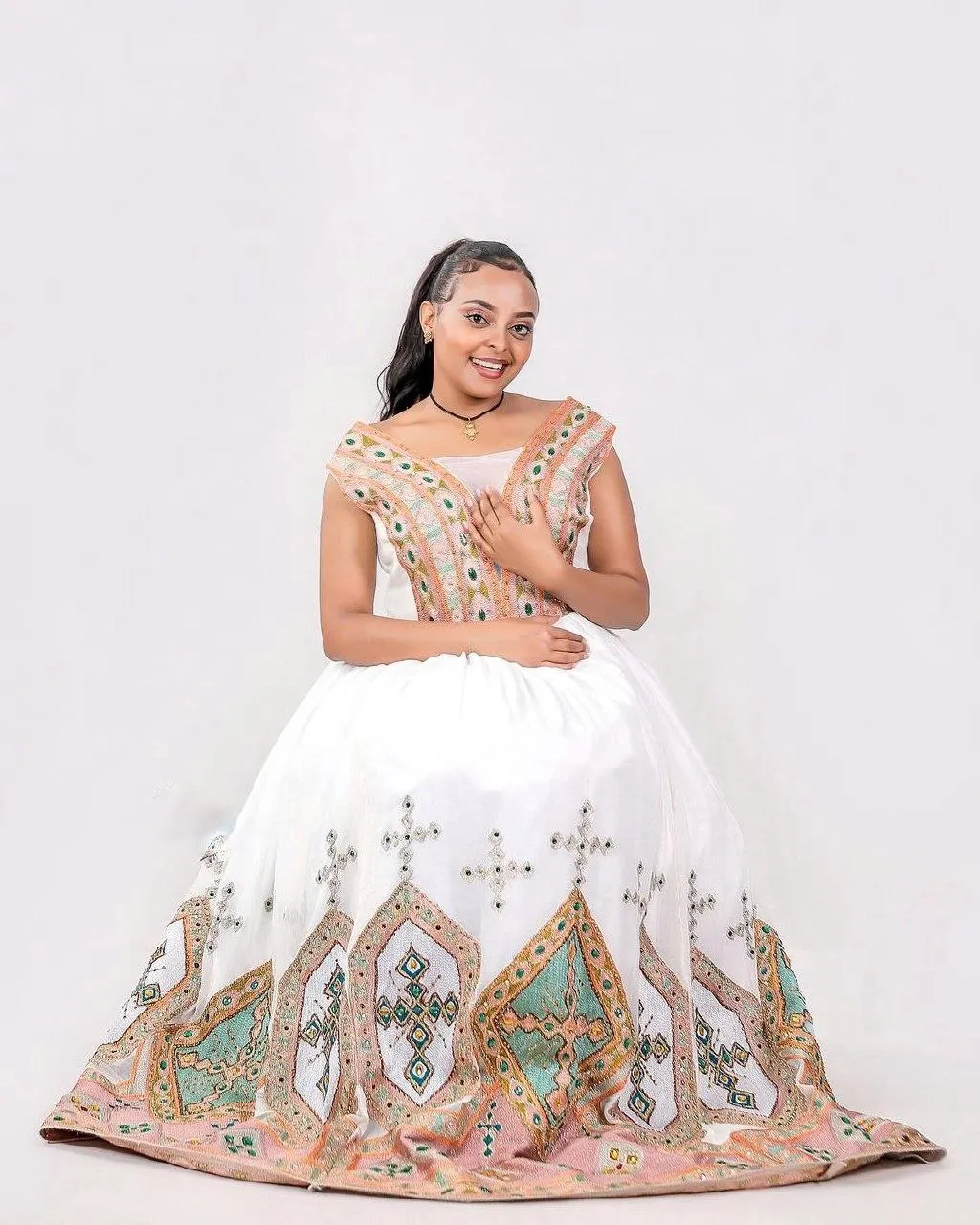 Light Color Habesha Couples Wedding Outfit Modern Ethiopian Couples Outfit