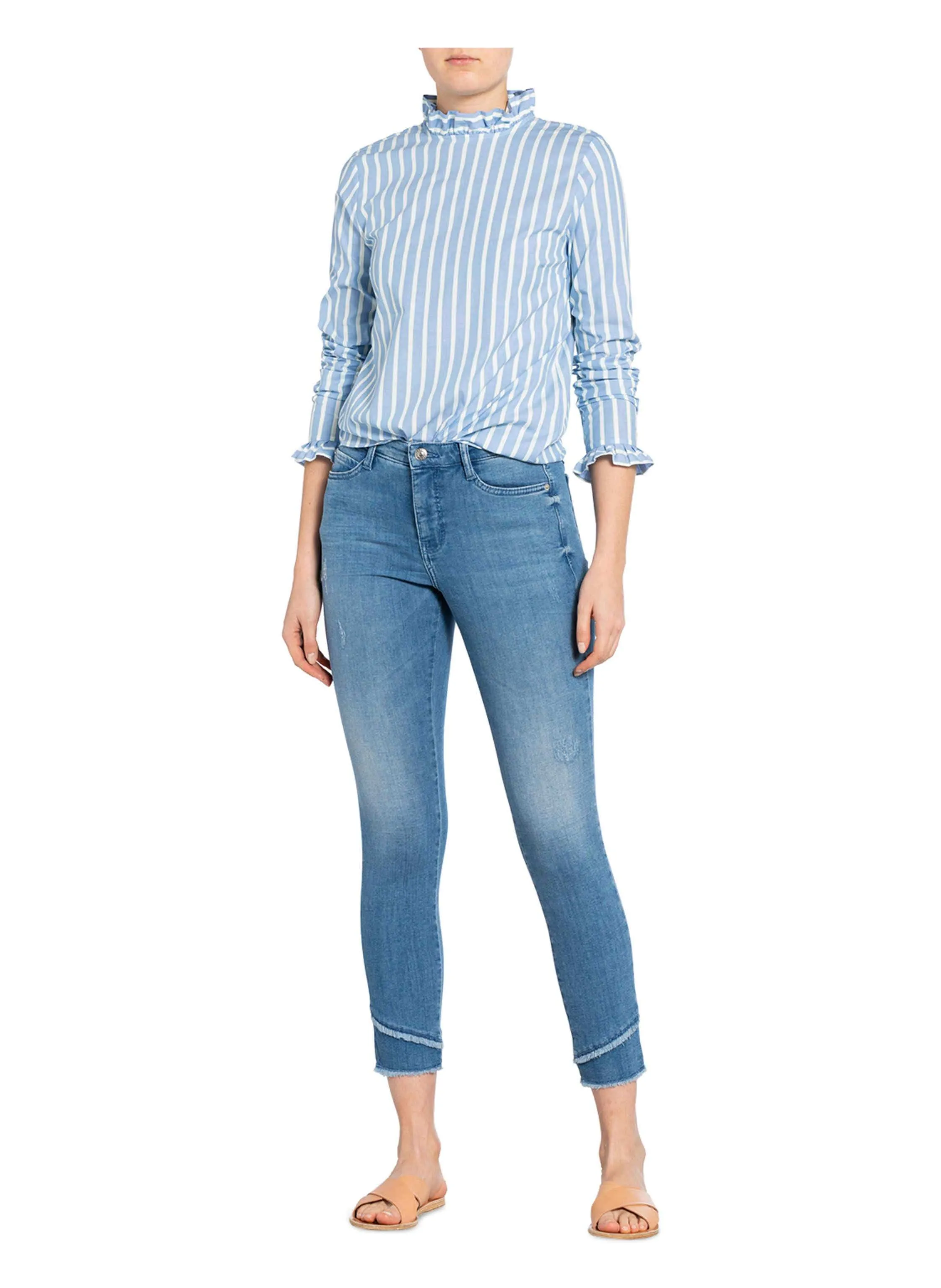 Mac T Day1.02 Skinny Double Fringe Jean 5938 0363 D278 Pale Denim Blue