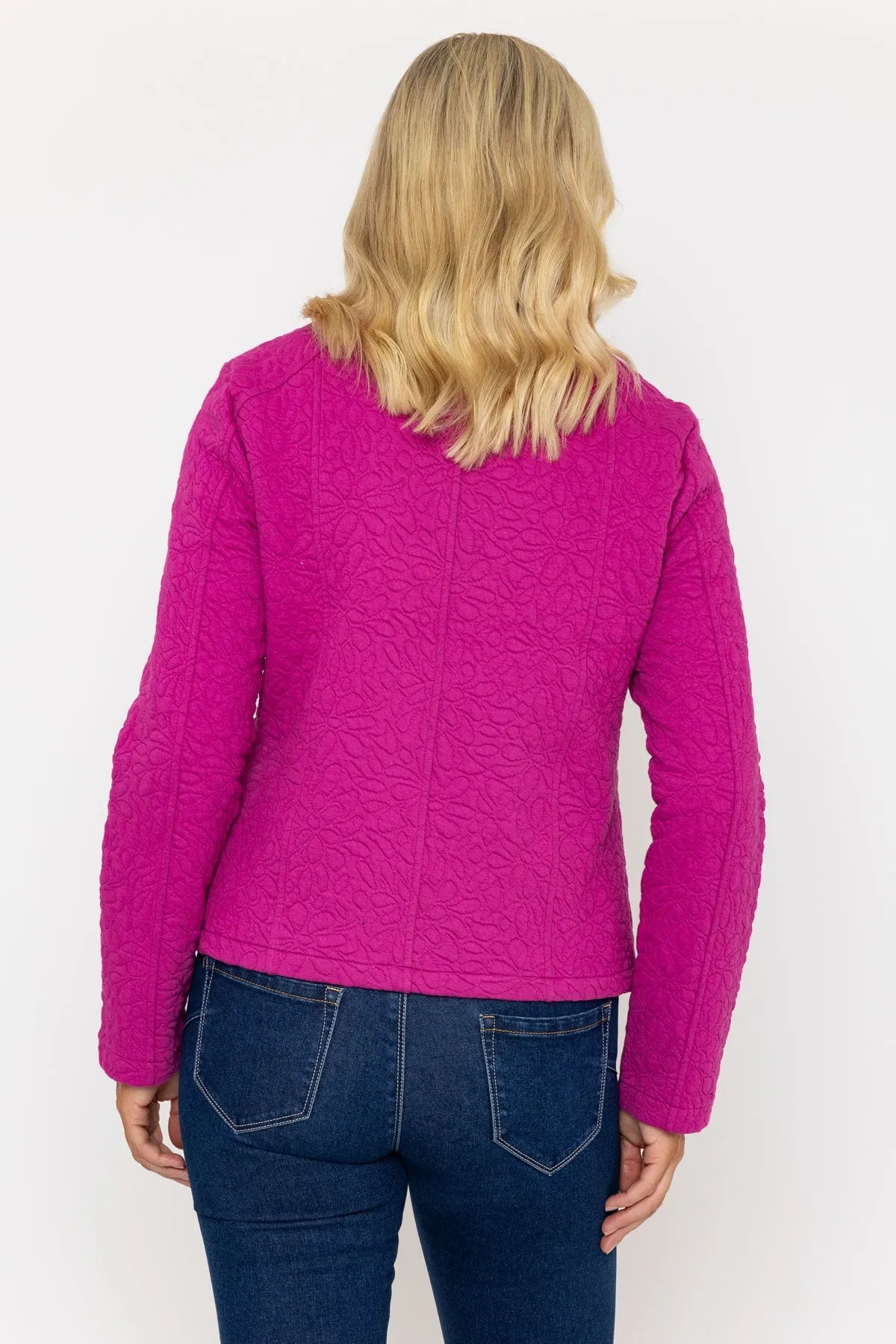 Magenta Pink Textured Jersey Jacket