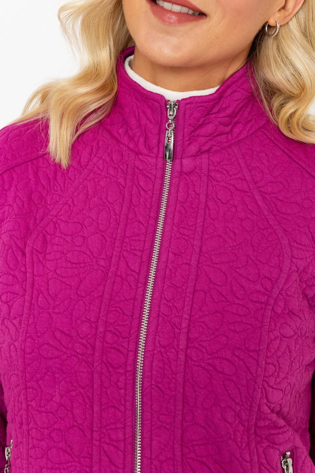 Magenta Pink Textured Jersey Jacket