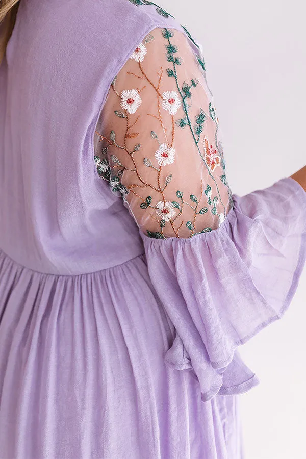 Malibu Mimosas Embroidered Shift Dress in Lavender Curves