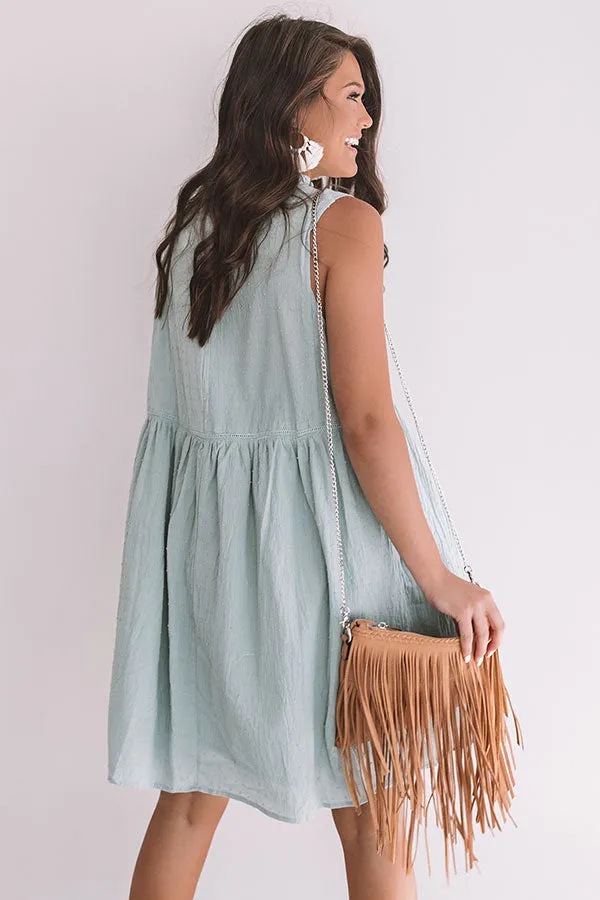 Maui Embroidered Shift Dress In Ocean Wave