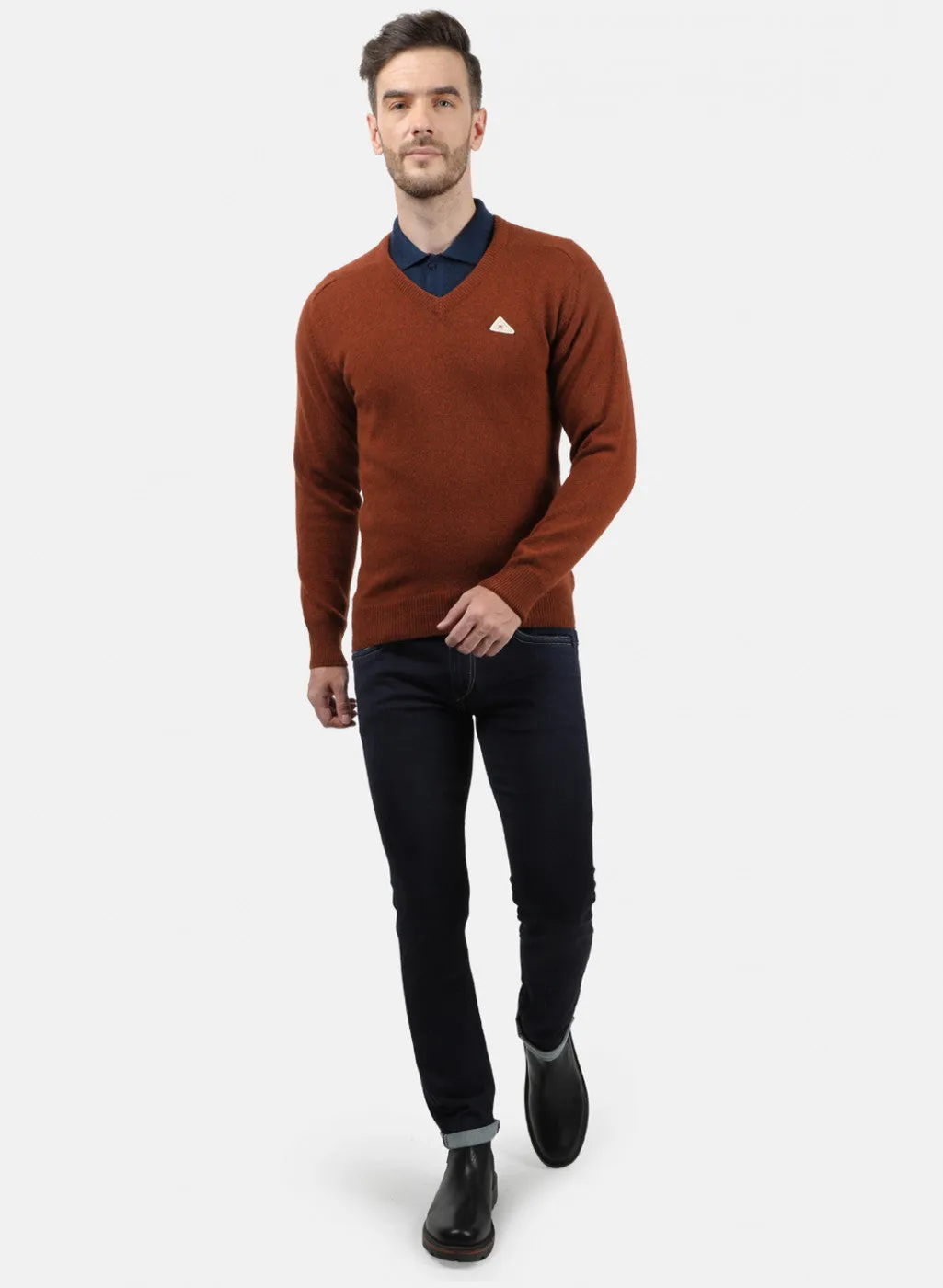 Men Brown Solid Pullover