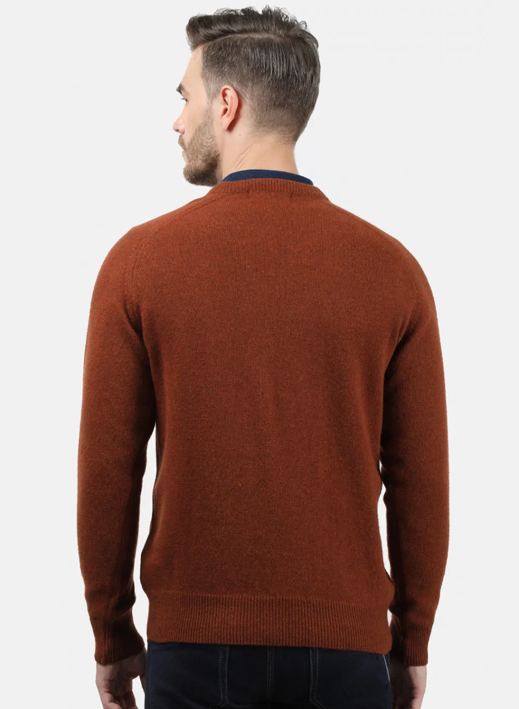 Men Brown Solid Pullover