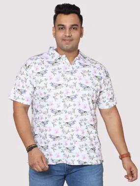 Men Plus Size Hummy Bird  Digital Printed Polo Collar T-shirt