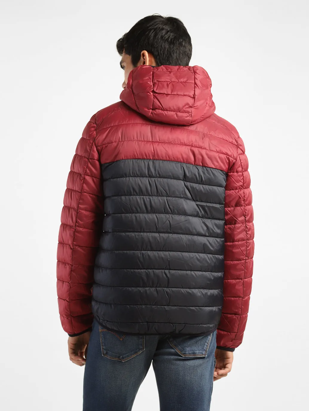 Men's Colorblock Red Quilted Jacket