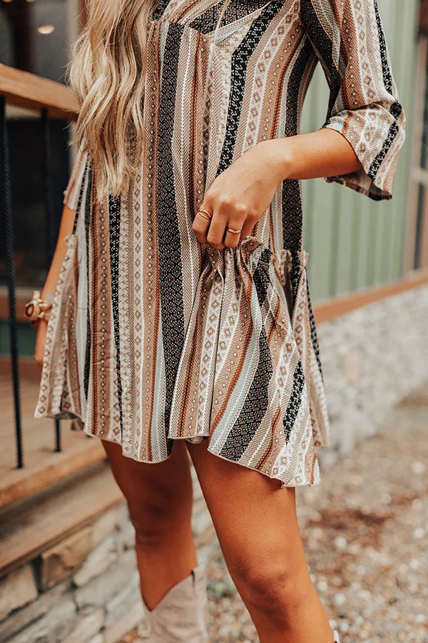 Moonlit Canyon Babydoll Dress In Taupe