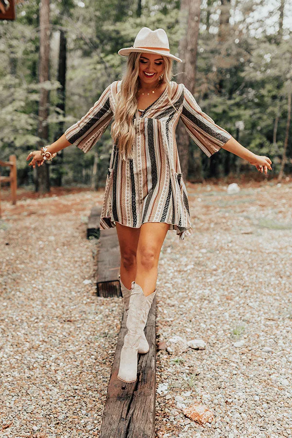 Moonlit Canyon Babydoll Dress In Taupe