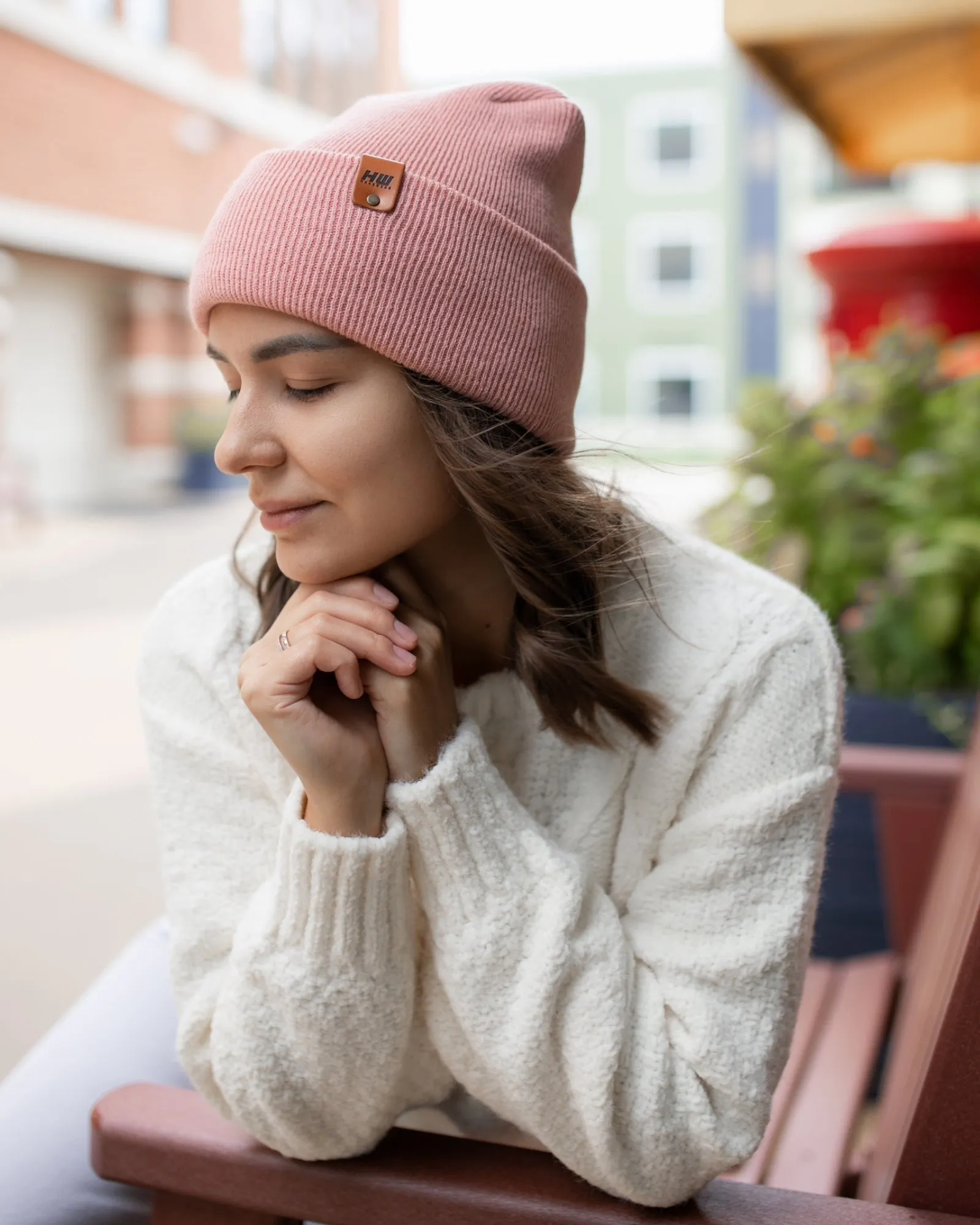 NEW HAAKWEAR Theta-Stitch Cuffed Beanie - Designed and Made in USA (Patent Pending Design) - Pearl Pink