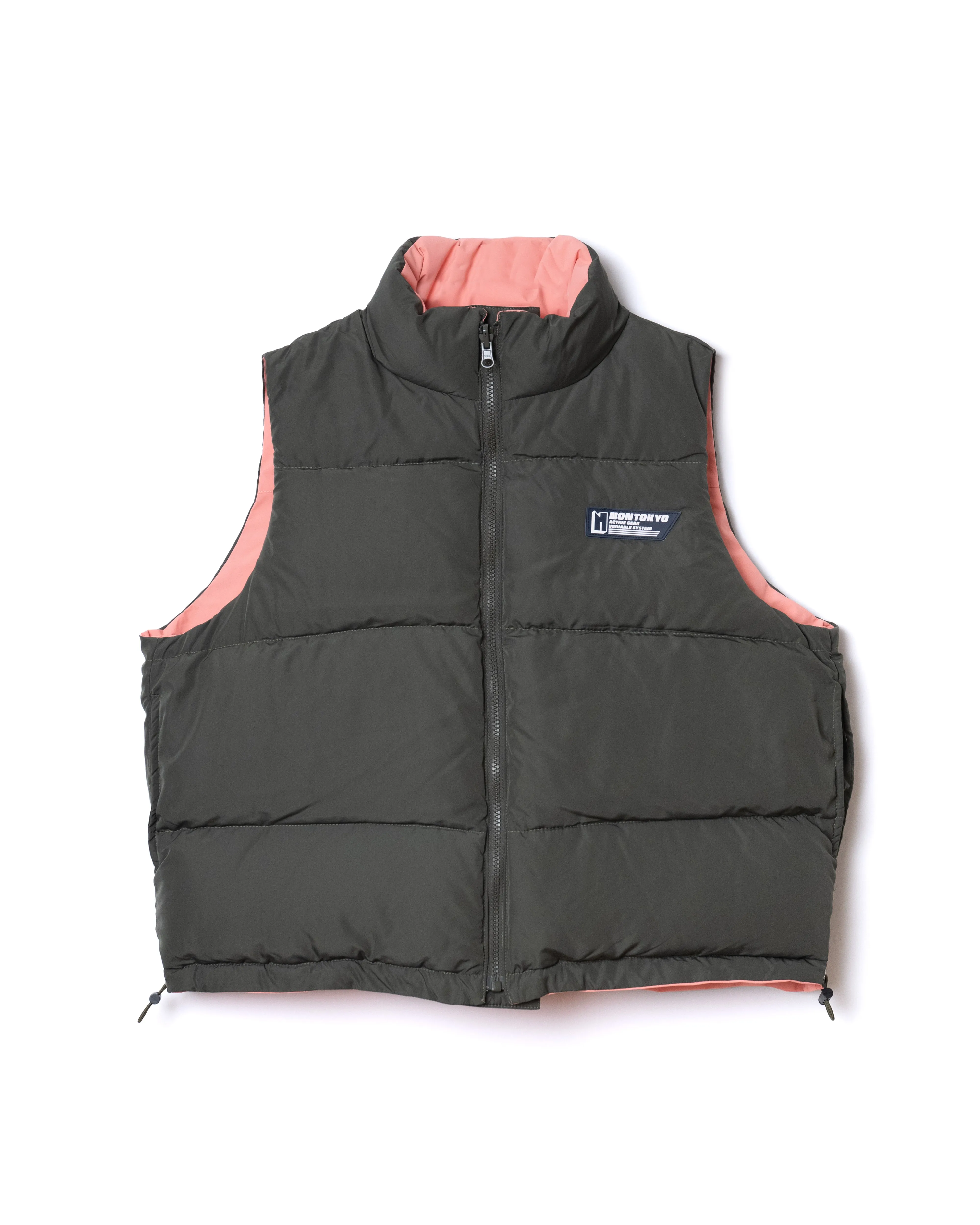 NON TOKYOxUNIVERSAL OVERALL / REVERSIBLE DOWN VEST (PINK×KHAKI)